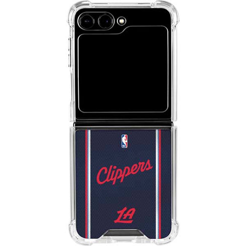 NBA Los Angeles Clippers Distressed Red Galaxy Z Flip6 Clear Case